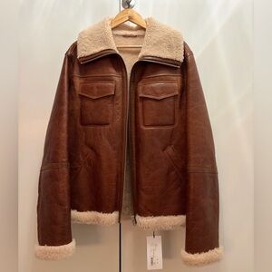 IRO Brown Shearling Jacket Large NWT